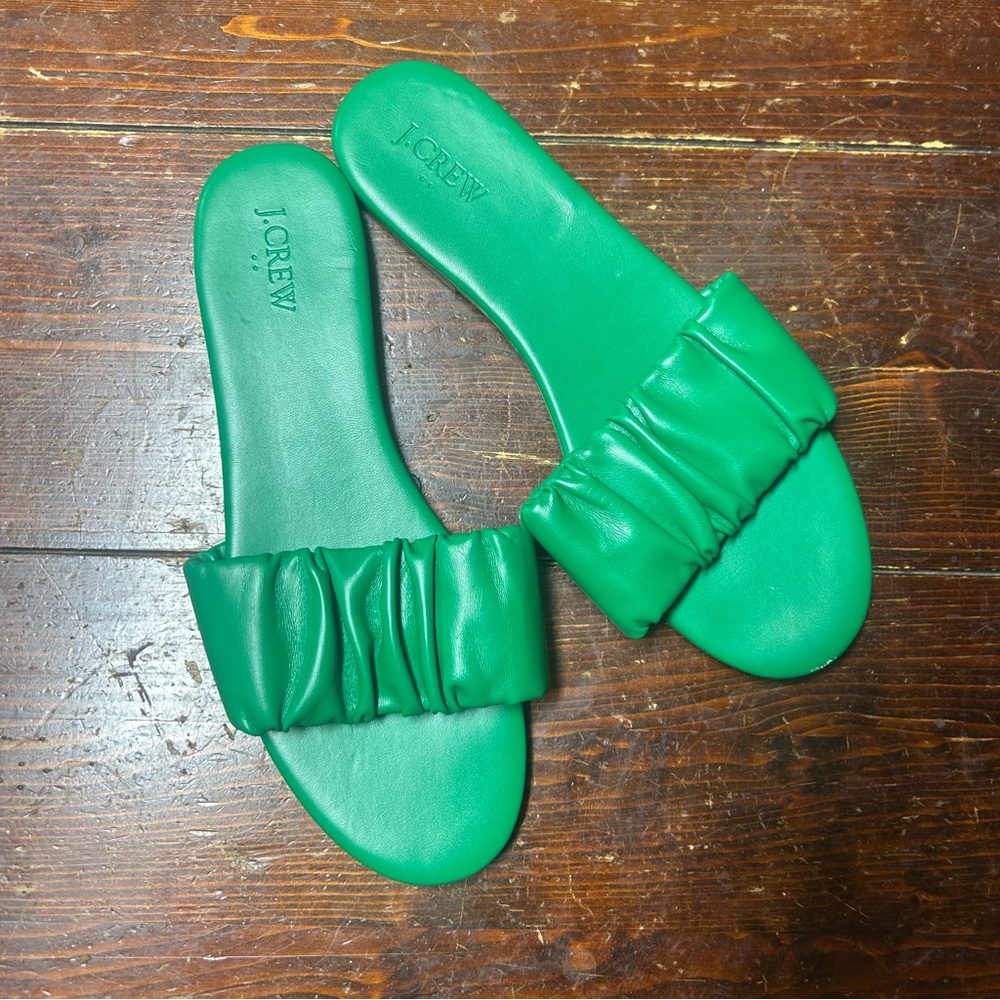 J. Crew green slides sandals size 10 flats summer